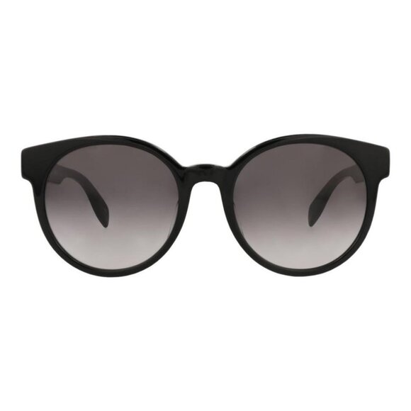 Alexander McQueen Womens Round/Oval Black Black Grey Fashion Designer Eyewear